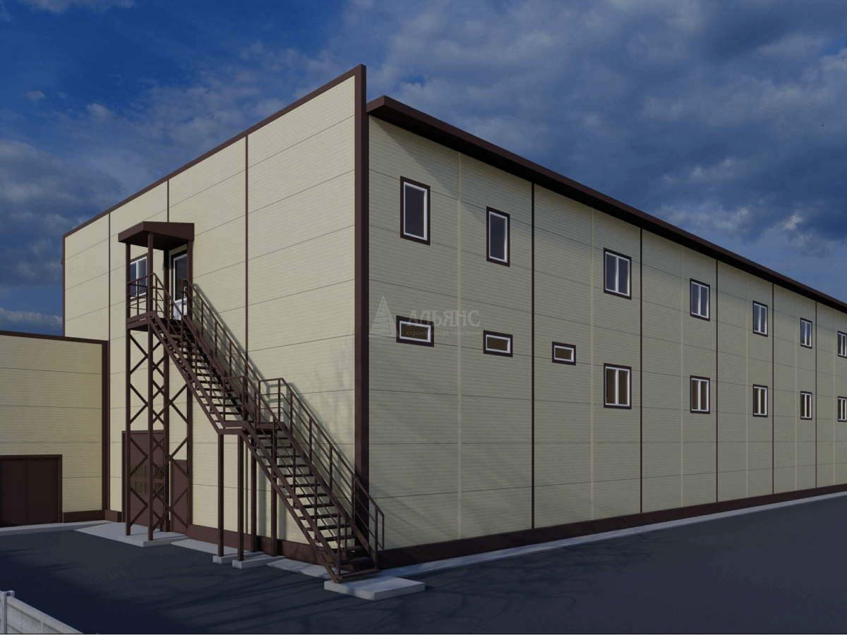 3D визуализация Цех с АБК из сэндвич-панелей - фото 4