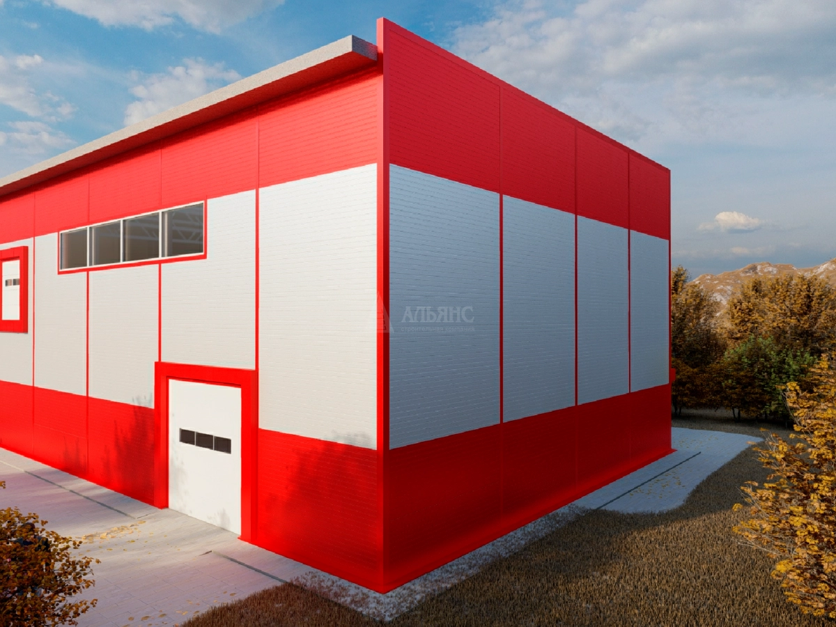 3D визуализация Проект двухэтажного магазина из сэндвич-панелей - фото 7